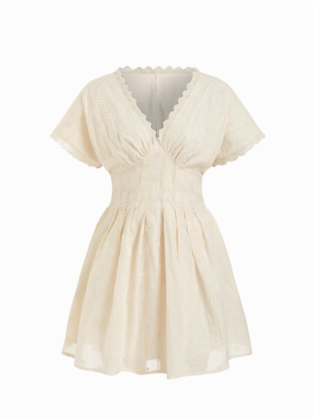 CIDER’s COTTON V-NECK BATWING SLEEVE EYELET
FLARED MINI DRESS I-0342 - Picture 3 of 16